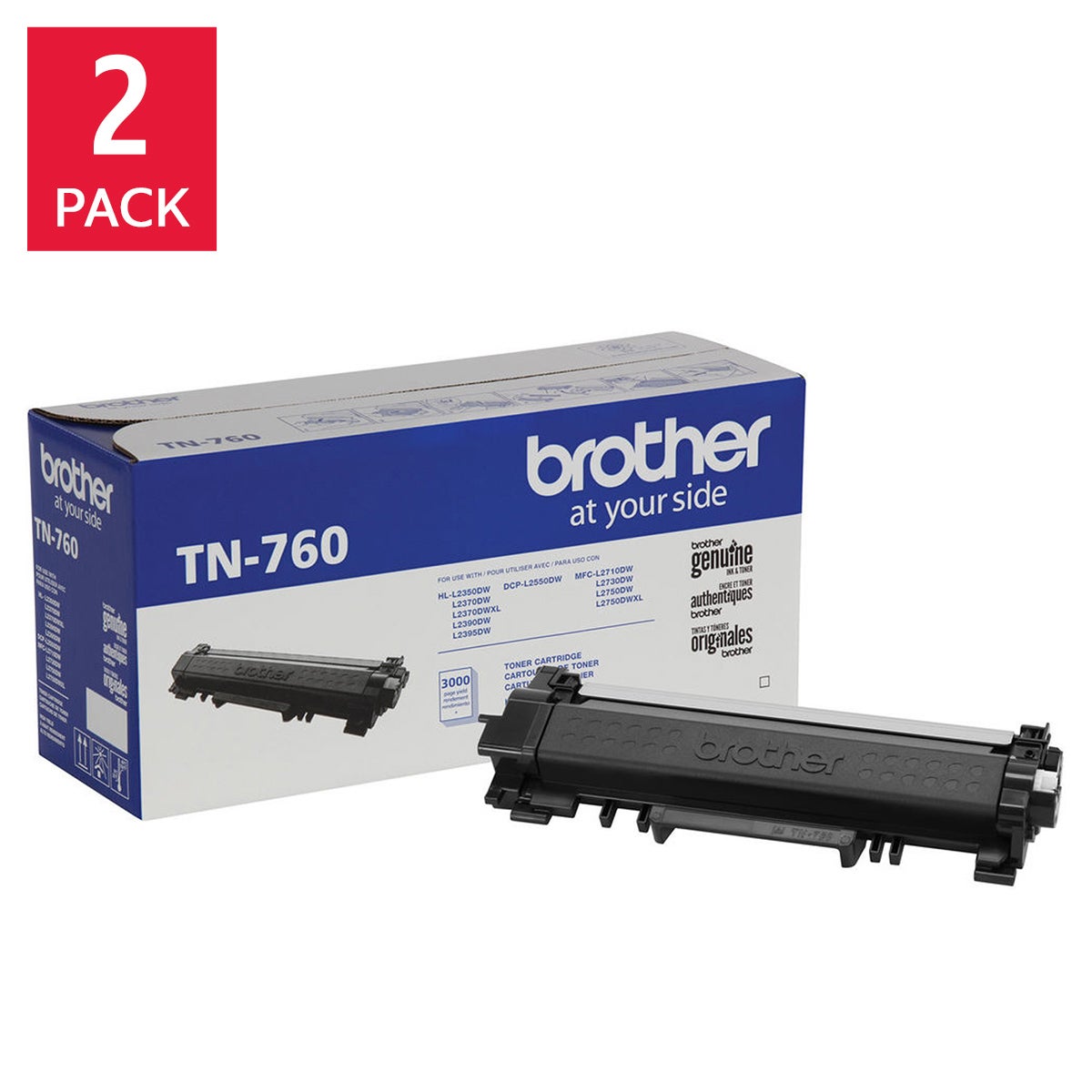 Encre et toner — Brother TN-760-K High-yield cartouche de toner, paquet de 2