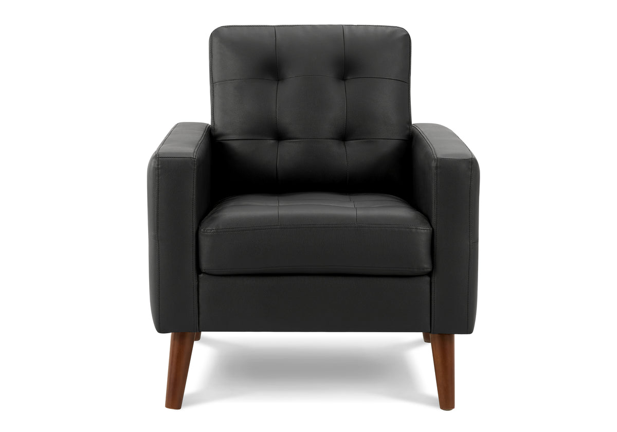 Monarch Specialties fauteuil 8J11A95 noir et pieds noyer, vue sur fond blanc