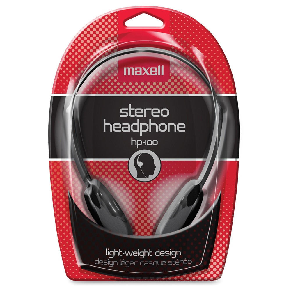 Électronique — Maxell 190319 HP-100 Lightweight Stereo Headphones, Black