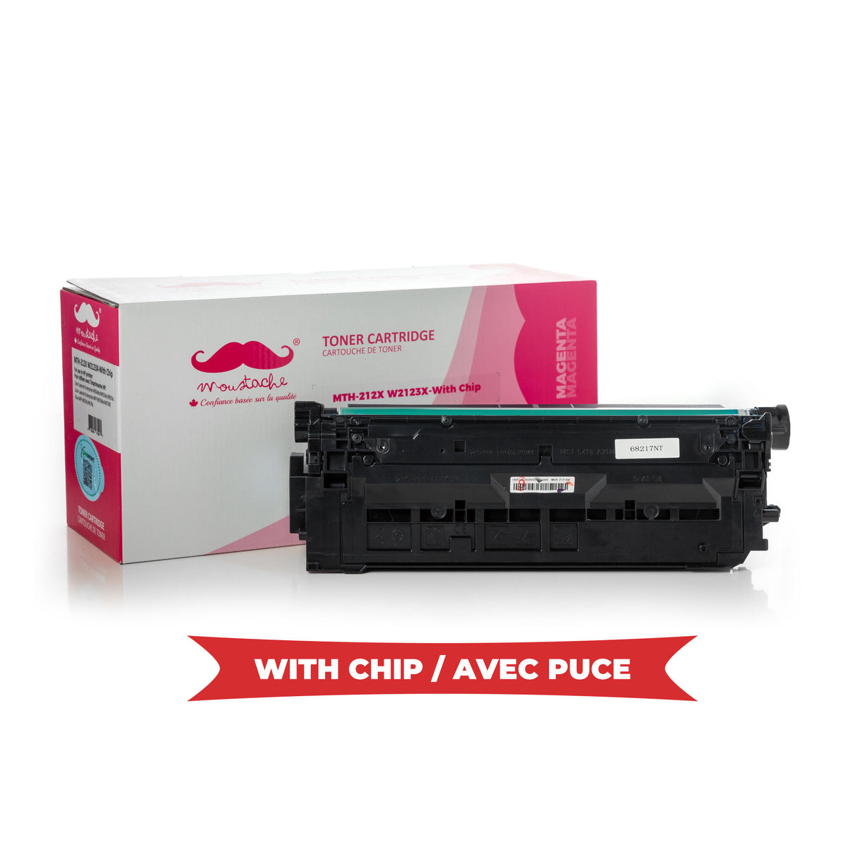 Cartouche et toner — Remanufactured HP 212X W2123X Magenta Toner Cartridge High Yield - With Chip - Moustache®