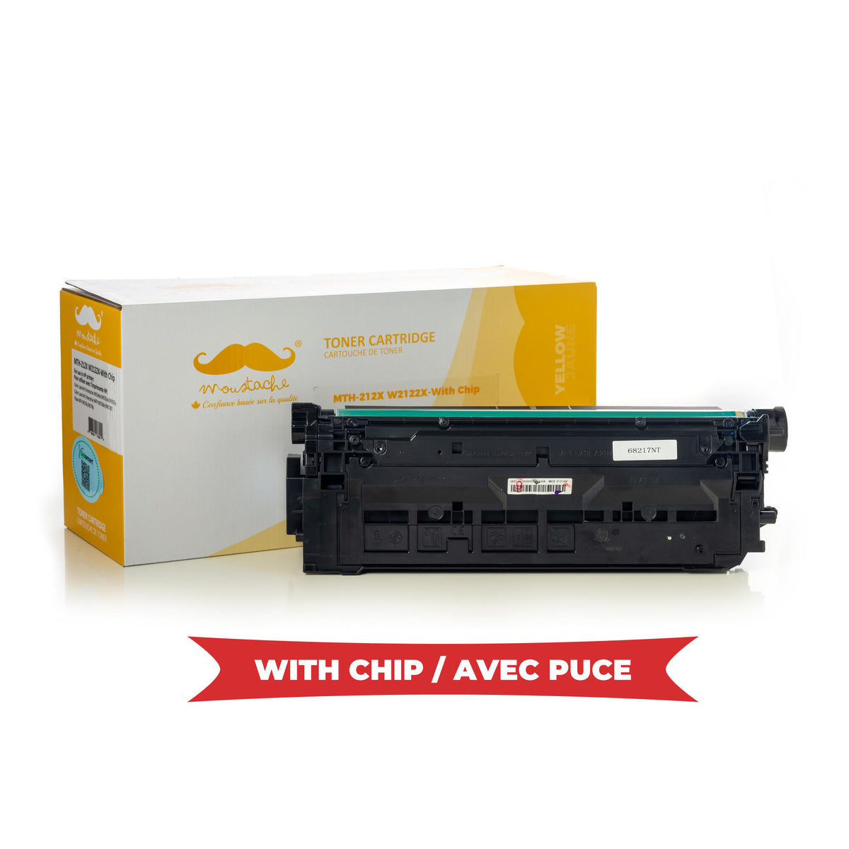 Cartouche et toner — Remanufactured HP 212X W2122X Yellow Toner Cartridge High Yield - With Chip - Moustache®