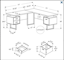 BUREAU D'ORDINATEUR - 70"L / TAUPE FONCÉ ORIENTATION GAUCHE OU DROITE