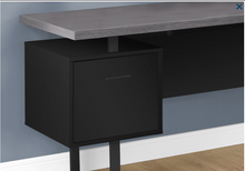 BUREAU D'ORDINATEUR - 70"L / NOIR / GRIS DESSUS GAUCHE/DROITE