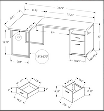BUREAU D'ORDINATEUR - 80"L / TAUPE FONCÉ ORIENTATION GAUCHE OU DROITE