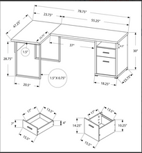 BUREAU D'ORDINATEUR - 80"L / GRIS FACE À GAUCHE OU DROITE