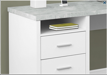BUREAU D'ORDINATEUR - 80"L BLANC / ASPECT CIMENT FACE GAUCHE/DROITE