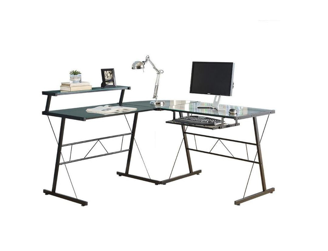 Mondeer Bureau D‘Ordinateur En Forme De L, Bureau D'Angle Avec Étagère