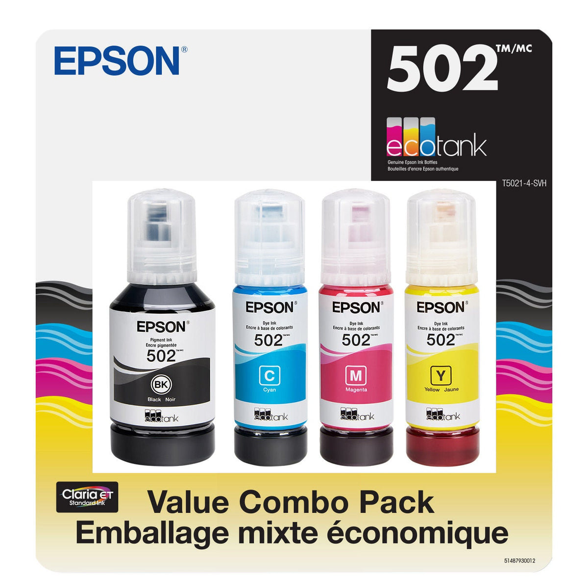 Encre et toner — Epson T5021 EcoTank noir and Tri-colour Ink Bottle Combo Pack