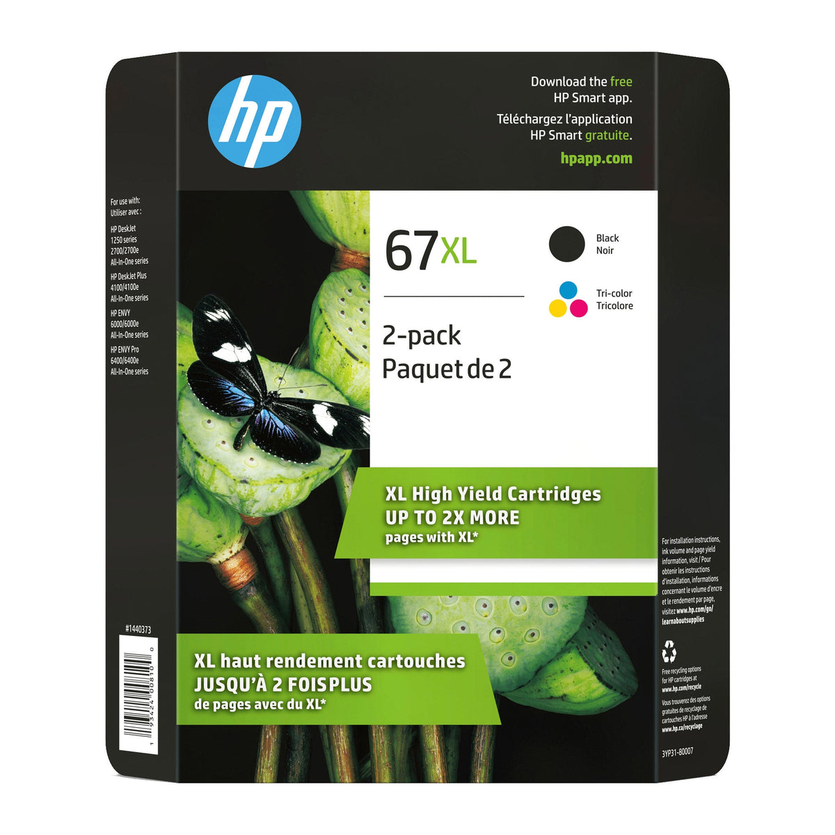 Encre et toner — HP 67XL noir and Tri-colour haut rendement Original cartouche d’encres (3YP31BN) ensemble