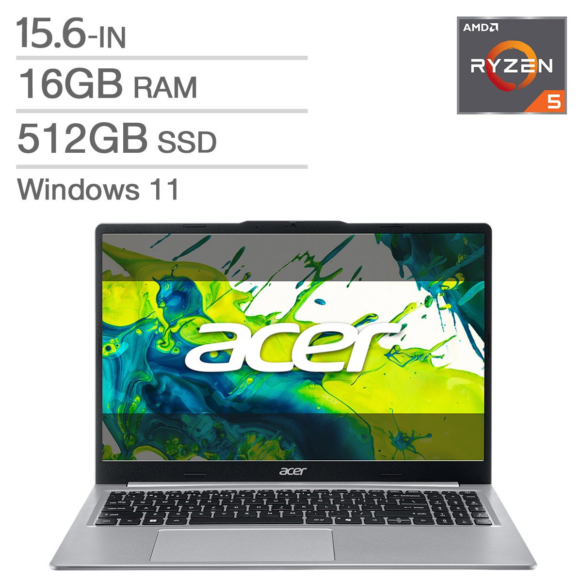 Ordinateur portable — Acer Aspire Lite 15.6-in portable, AMD Ryzen 5 40, 16GB RAM, 512GB SSD