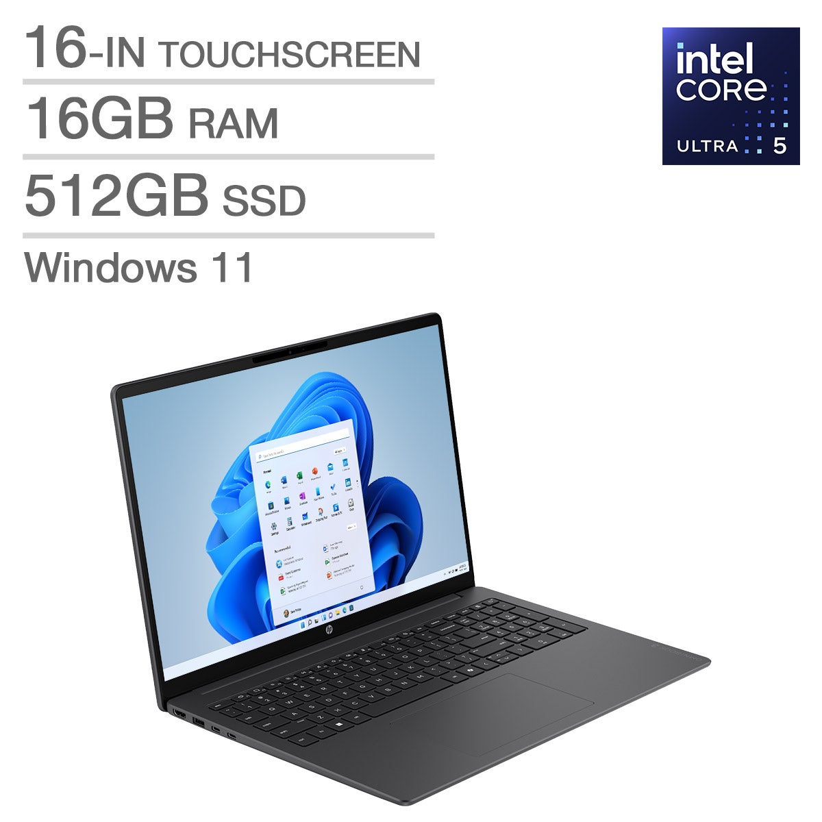 Ordinateur portable — HP OmniBook 3 16-in tactile portable, Intel Core Ultra 5 225U - 16GB RAM, 512GB SSD