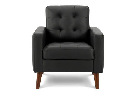 Monarch Specialties fauteuil 8J11A95 noir et pieds noyer, vue sur fond blanc