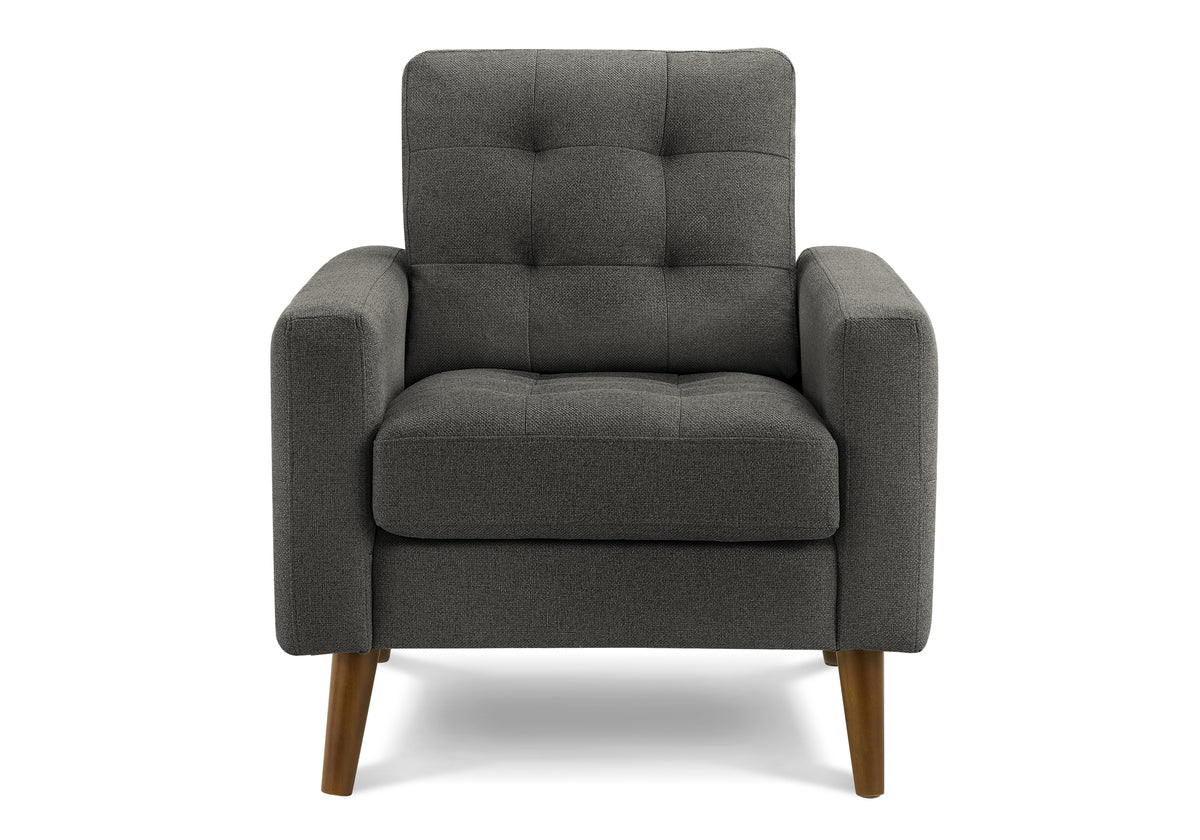 Monarch Specialties fauteuil tissu gris foncé et pieds noyer, référence 8J11L17