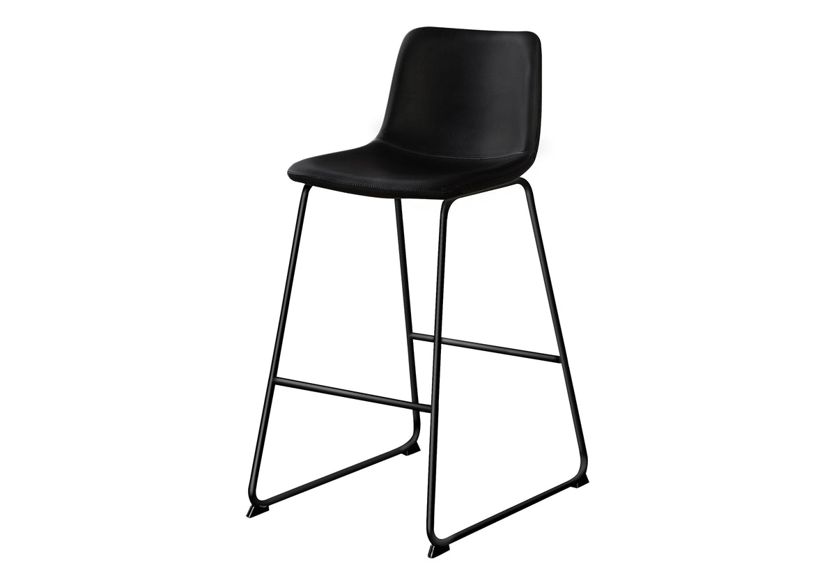 Office Chair, Bar Height, Standing, Computer Desk, Work, Black Leather Look, Black Metal, Contemporary, Modern