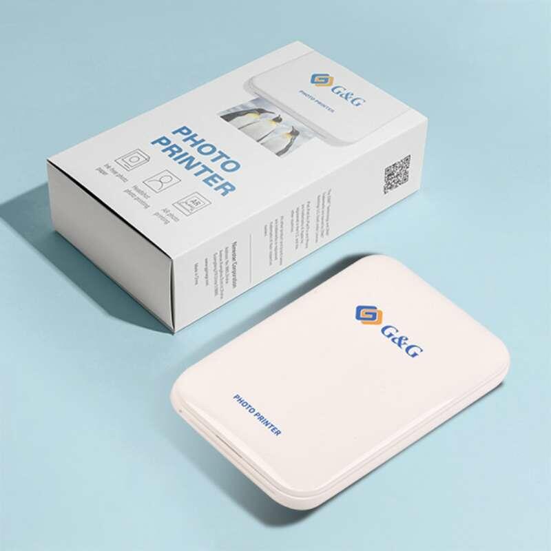 Imprimante — G&G GG-PP023 Mini Pocket Photo Printer with 5 Zinc Papers, Bluetooth Inkless Instant Printing
