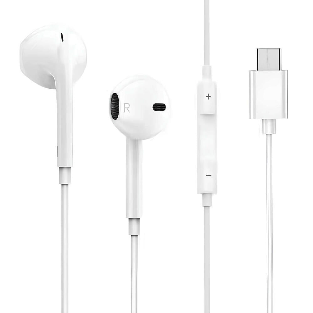Électronique — USB-C Wired Earbuds Ultra Clear Calls & No Noise in-Ear Headphones, White