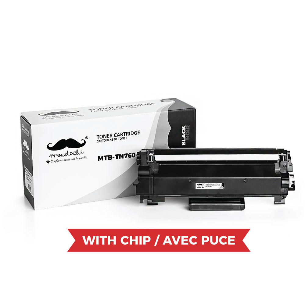 Cartouche et toner — Brother TN760 Black Toner Cartridge, High Yield - With Chip - Moustache® - 1/Pack