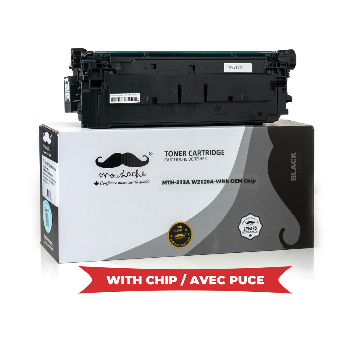 Cartouche et toner — Remanufactured HP 212A W2120A Black Toner Cartridge - With Chip - Moustache®