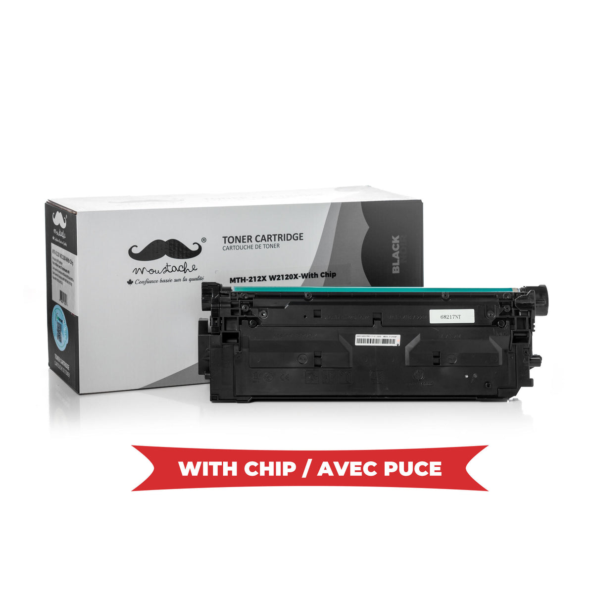 Cartouche et toner — Remanufactured HP 212X W2120X Black Toner Cartridge High Yield - With Chip - Moustache®