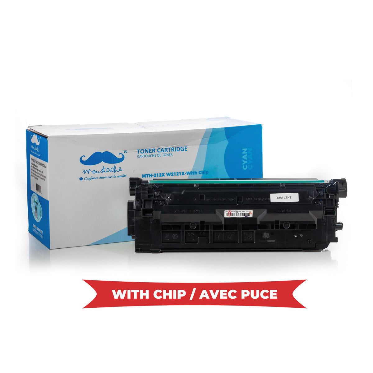 Cartouche et toner — Remanufactured HP 212X W2121X Cyan Toner Cartridge High Yield - With Chip - Moustache®