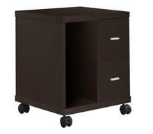 OFFICE CABINET - ESPRESSO 2 DRAWER ON CASTORS