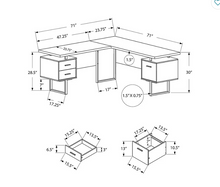 BUREAU D'ORDINATEUR - 70"L BLANC / ASPECT CIMENT FACE GAUCHE/DROITE