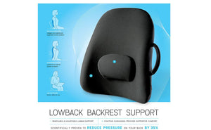 Low-back Pillow Backrest, Back support Cushion- Black