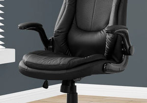 Office Chair, High Back Executive, Black Leather-Look