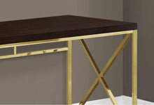 COMPUTER DESK - 48"L / ESPRESSO / GOLD METAL