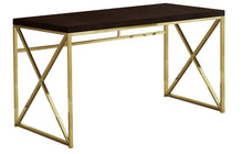 BUREAU D'ORDINATEUR - 48"L / ESPRESSO / MÉTAL DORÉ