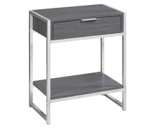 ACCENT TABLE - 24"H / NIGHTSTAND GREY / CHROME METAL