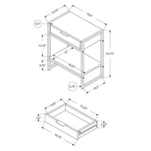 ACCENT TABLE - 24"H / NIGHTSTAND GREY / CHROME METAL