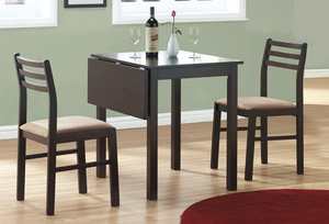 Dining Set 3-Piece Solid-Top Drop Leaf, Walnut