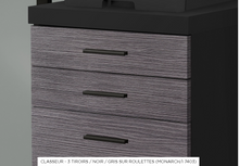 FILING CABINET - 3 DRAWER / BLACK / GREY ON CASTORS