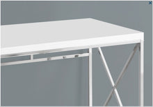 BUREAU D'ORDINATEUR - 48"L / BLANC BRILLANT / MÉTAL CHROME