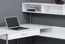 Computer Desk - White/Silver Metal Corner