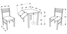 Dining Set 3-Piece Solid-Top Drop Leaf, Walnut