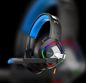 Casque de jeu pour PC et consoles (PS4 Xbox), casque à mémoire souple ultra LED avec micro antibruit, casque de jeu supra-auriculaire, casque d'ordinateur PS4 Xbox