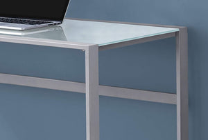 Computer DESK-48 L/Silver Metal/White Tempered