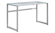 Bureau d'ordinateur-48 L/métal argenté/trempé blanc