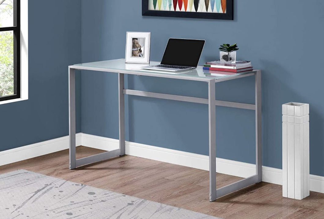 Computer DESK-48 L/Silver Metal/White Tempered